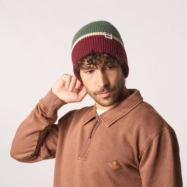 Unisex Wool Beanie - Khaki & Burgundy & Beige - Harman Shop & Atelier