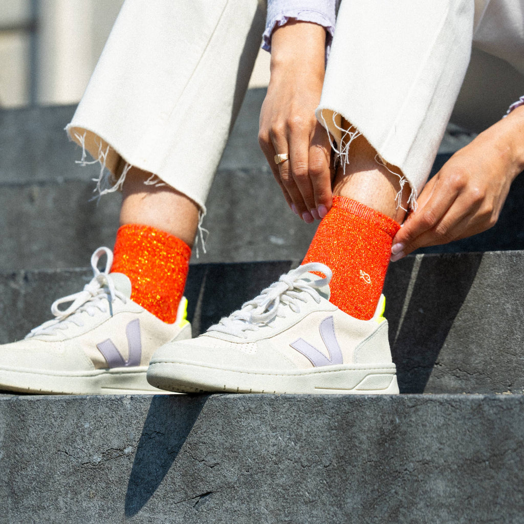 Combed Cotton Socks - Orange - One size: 37/40 - Harman Shop & Atelier