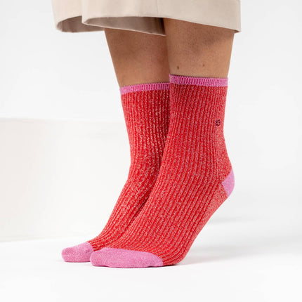 Glittery Socks - Vintage Red - One size: 37/40 - Harman Shop & Atelier