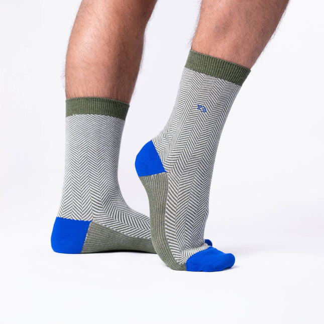 Combed Cotton Socks - Chevron Forest - One size: 41/46 - Harman Shop & Atelier