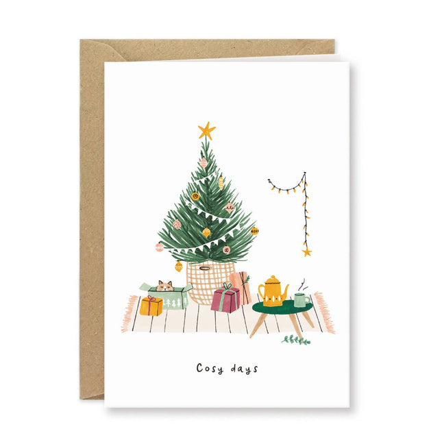 Christmas Card - Cosy Cat in Box