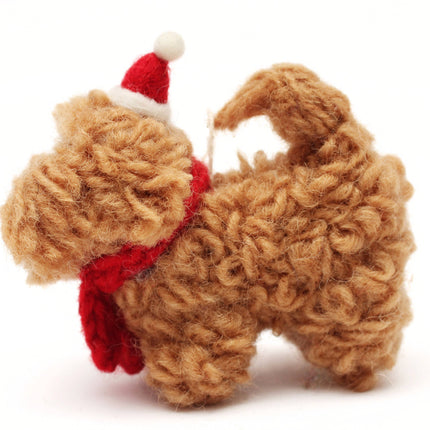 Felt Christmas Decoration - Cockapoo with Hat & Scarf