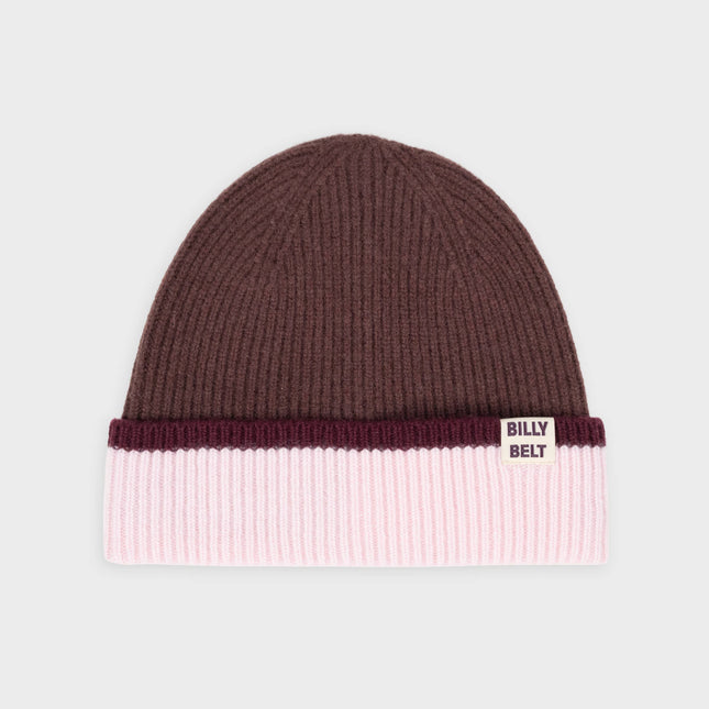 Unisex Wool Beanie - Brown & Pink & Burgundy