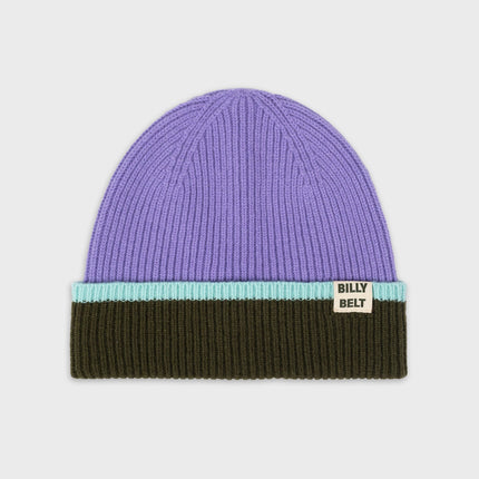 Unisex Wool Beanie - Purple & Khaki & Mint Green