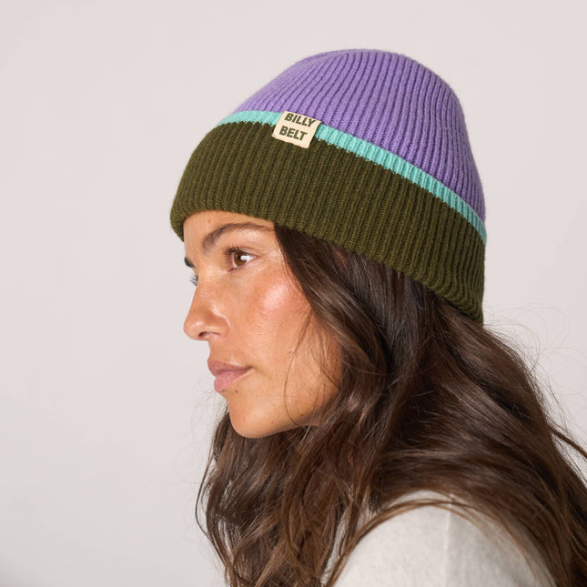 Unisex Wool Beanie - Purple & Khaki & Mint green - Harman Shop & Atelier