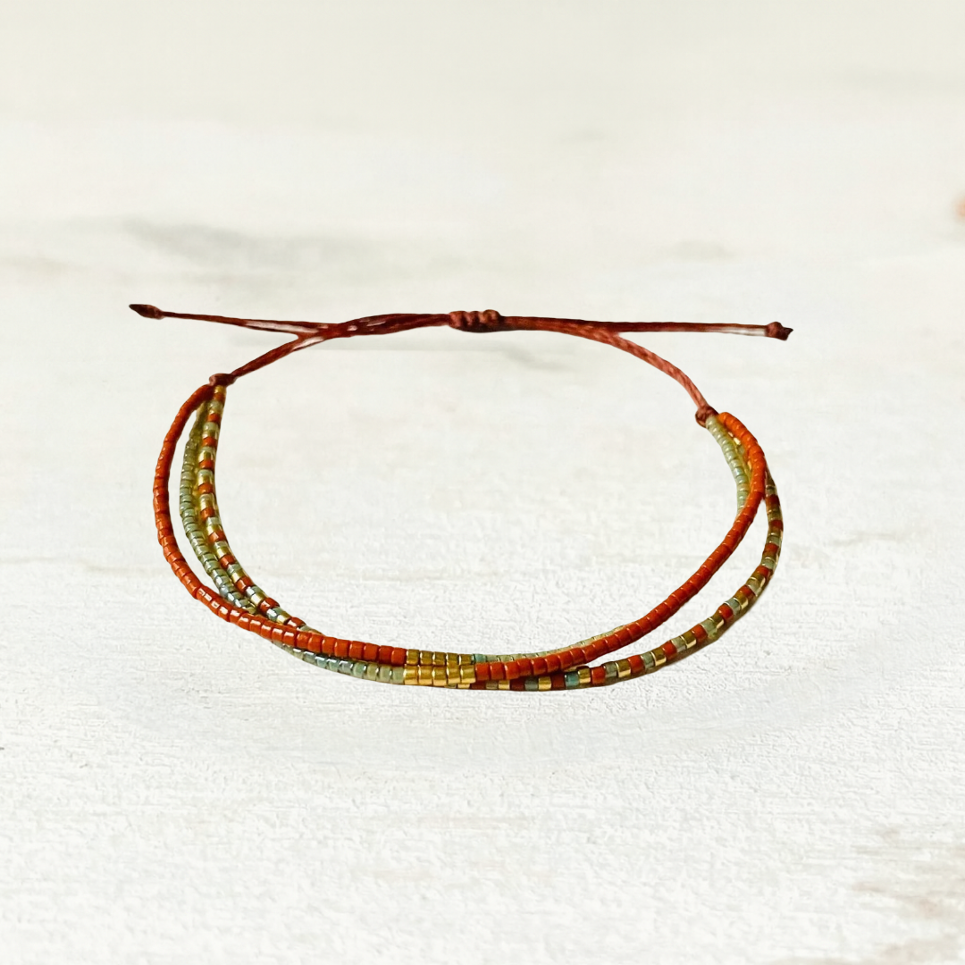 Verstelbare Miyuki-armband - Terracotta