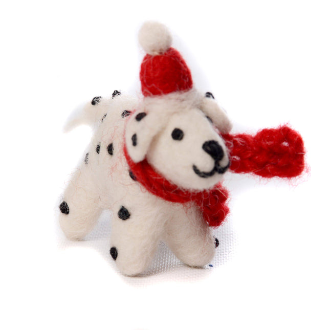 Handmade Mini Wool Felt Christmas Decoration - Dalmatian Dog