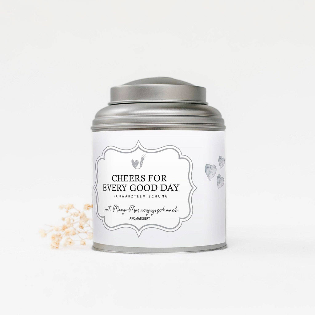 Zwarte theemelange met mango-passievruchtsmaak - Proost op elke goede dag
