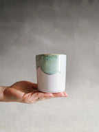 Handgemaakte keramische beker - Jade - Groen &amp; Wit - 260 ml