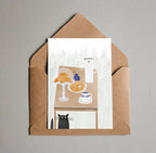 Ansichtkaart - Koffie en croissants