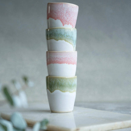 Handmade Coffee Cup - Mint - Green & White - 60ml - Harman Shop & Atelier