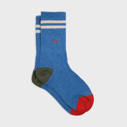 Cotton Socks - Blue & White Striped - One size: 41/46
