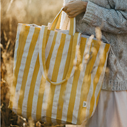 Organic Tote - Stripes - Pink - Harman Shop & Atelier