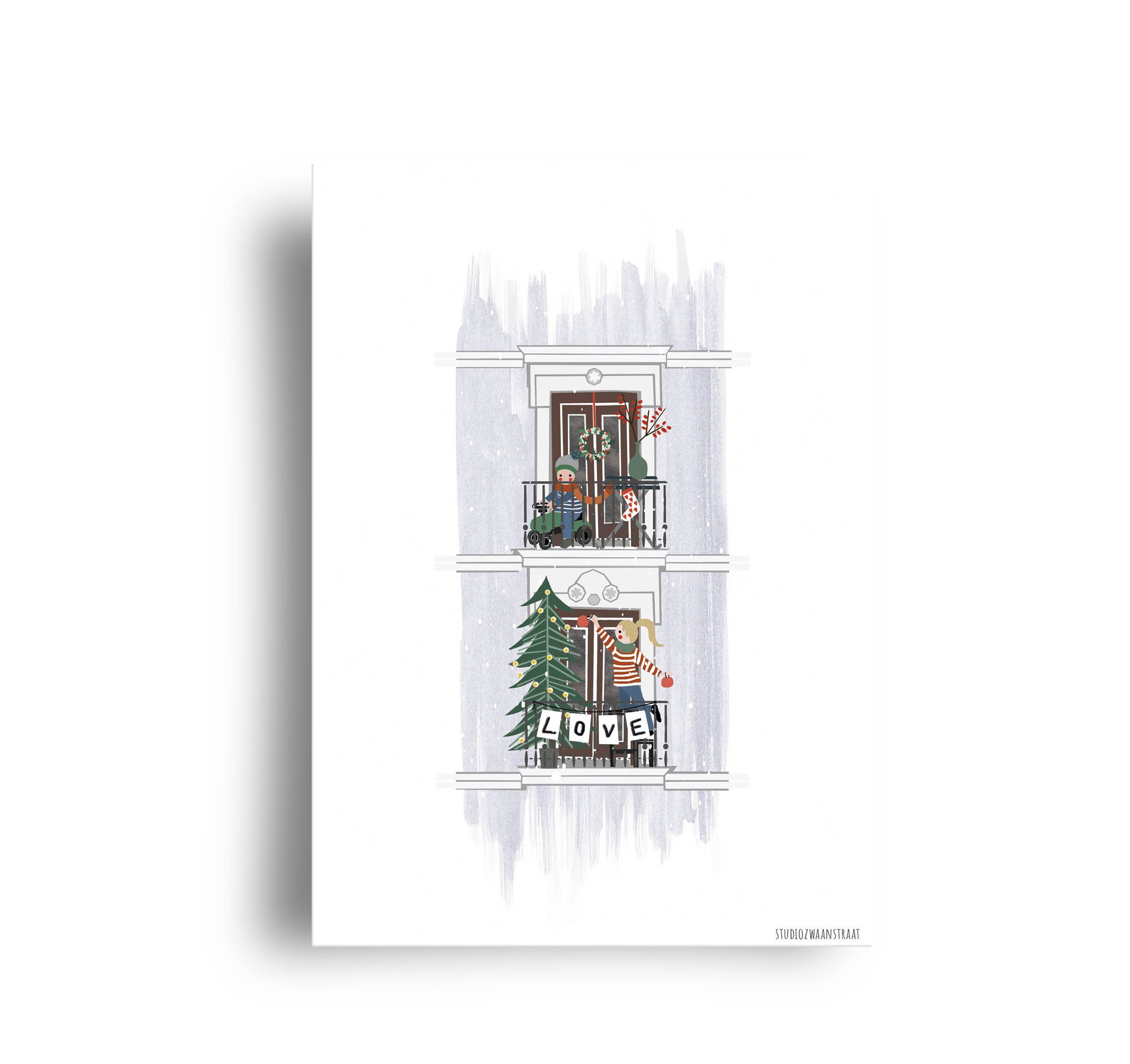 Postcard - Christmas Balcony