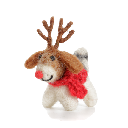 Felt Christmas Decoration - Fox Terrier with Antlers - Mini