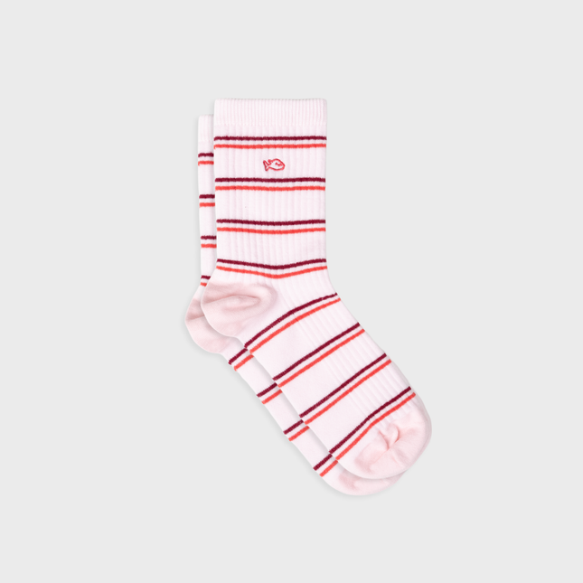 Cotton Socks - Pale Pink Striped - One size: 36/41