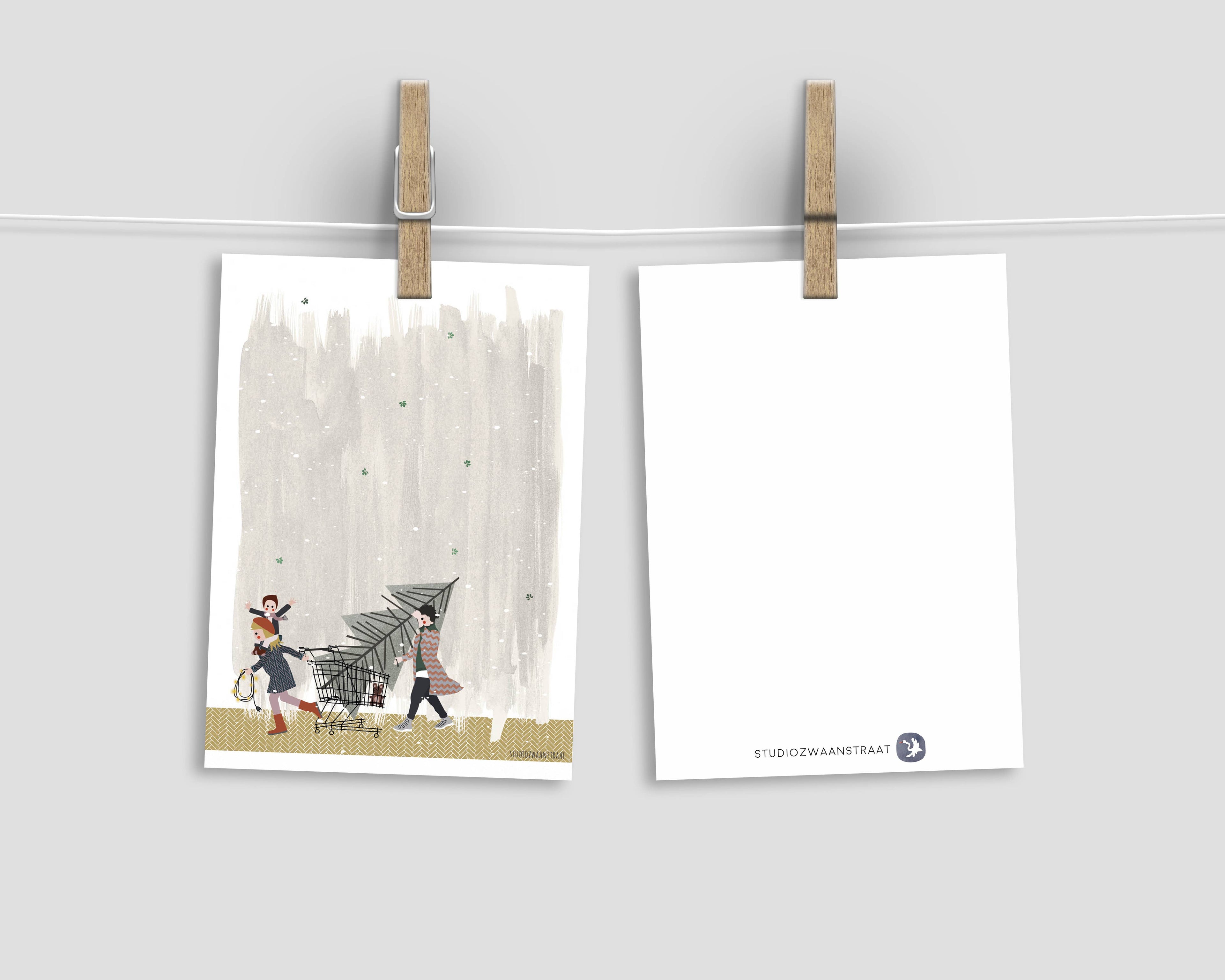 Postcard - Christmas - Shopping Cart