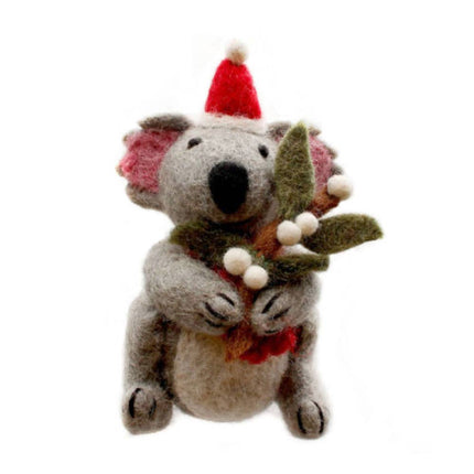 Felt Christmas Decoration - Koala Bear with Mistletoe Spig