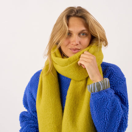 Wide Mixed Wool Scarf - Olive