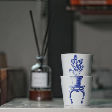 Handcrafted Porcelain Cup Set - Bonsai - Tulip - 175mL
