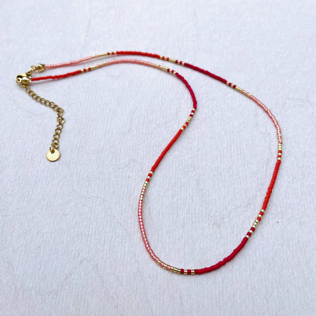 Miyuki Kralenketting - Rood & Roze & Goud