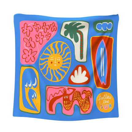 Silk & Cotton Scarf - Golden Season Blue