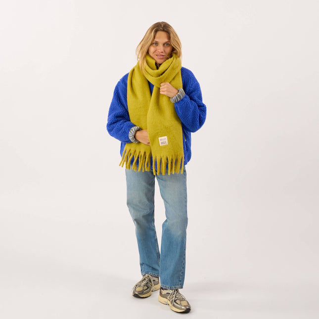 Wide Mixed Wool Scarf - Olive