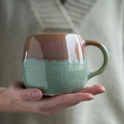 Handmade Ceramic Mug - Recife - Pink & Green - 290mL