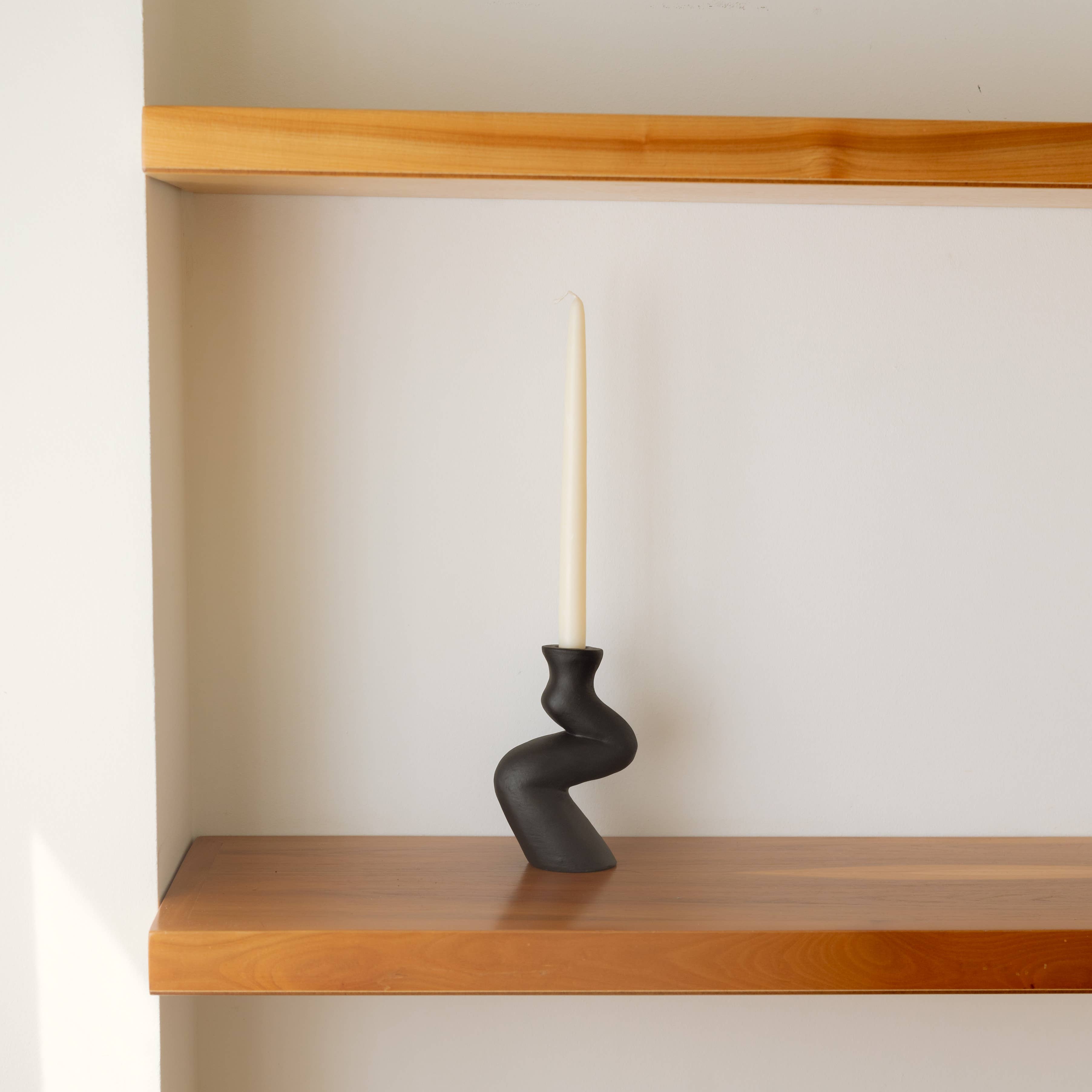 Handgemaakte keramische kandelaar - Wit