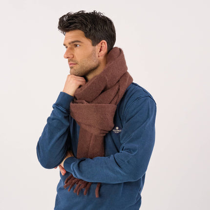 Unisex Wide Mixed Wool Scarf - Brown
