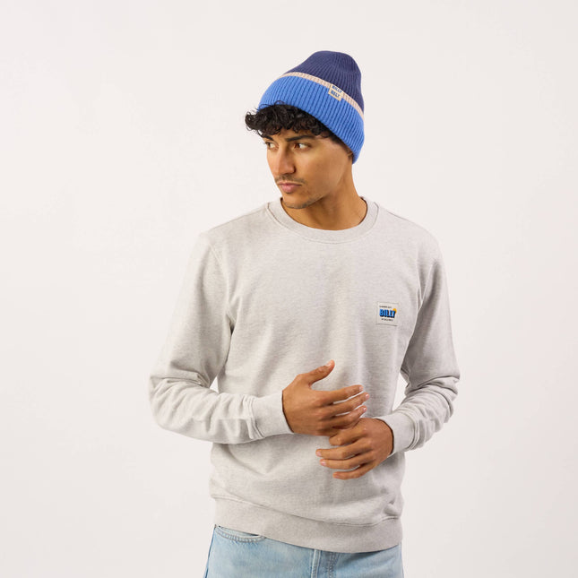 Unisex Wool Beanie - Navy & Blue & Beige