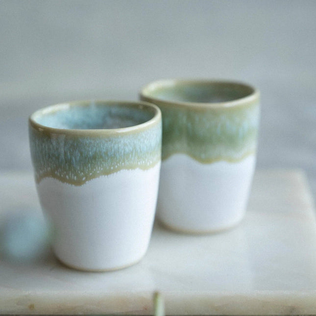 Handmade Coffee Cup - Mint - Green & White - 60ml - Harman Shop & Atelier