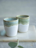 Handgemaakte koffiekop - Mint - Groen &amp; Wit - 60ml