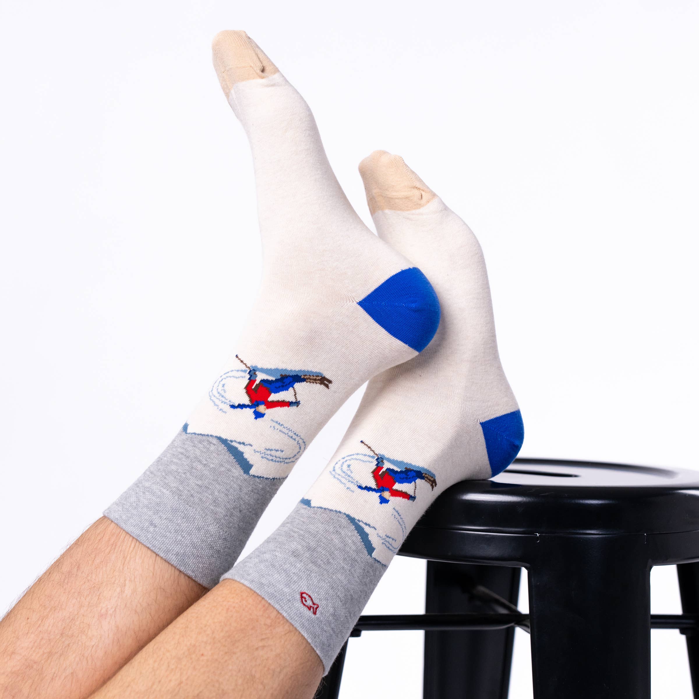 Gekamde katoenen sokken - Skiërpatroon - Eén maat: 41/46