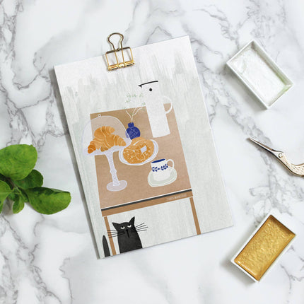 Postcard - Coffee and Croissants - Harman Shop & Atelier