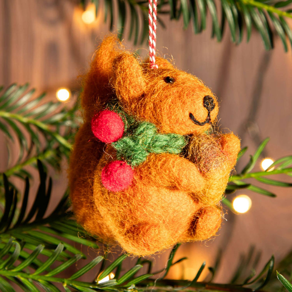 Viltdecoratie - Eekhoorn Kerstdecoratie