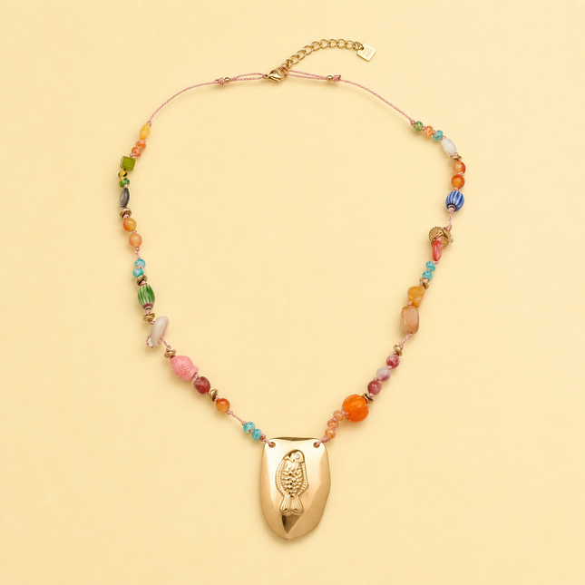Bohem Summer Charms Necklace w Fish Engraving