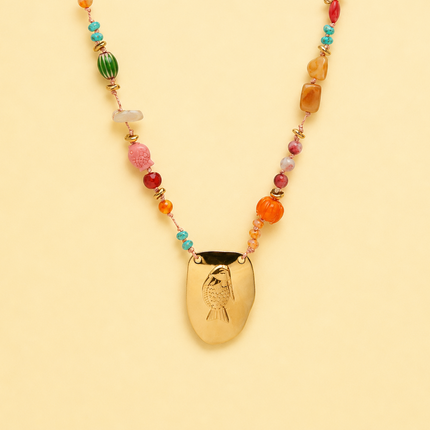 Bohem Summer Charms Necklace w Fish Engraving