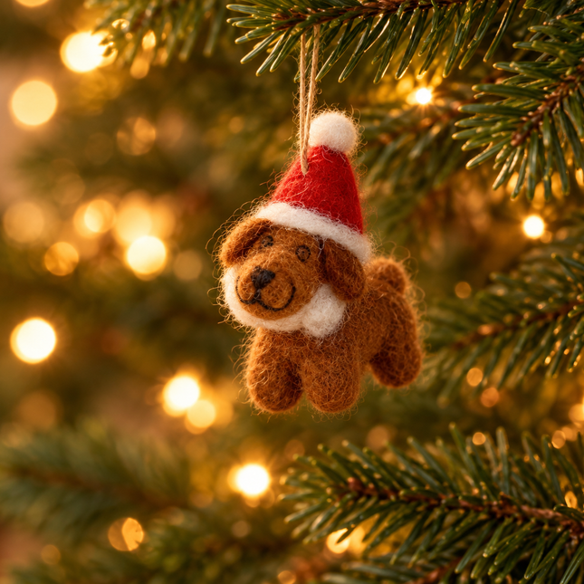 Handmade Mini Wool Felt Christmas Decoration - Labrador