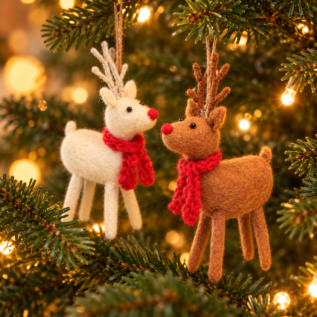 Handmade Wool Felt Christmas Decoration - Reindeer