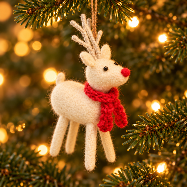 Handmade Wool Felt Christmas Decoration - Reindeer