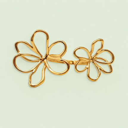 Double Flower Adjustable Ring