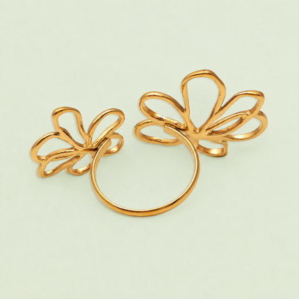Double Flower Adjustable Ring