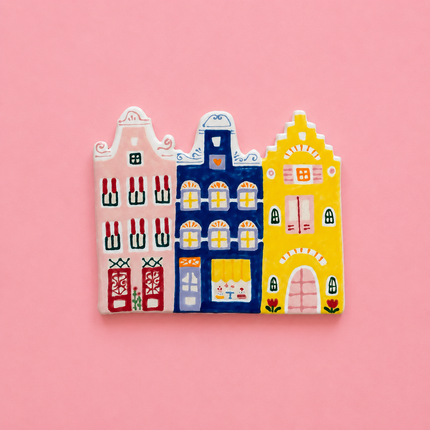 Handmade Ceramic Wall Art - Dutch Canal Houses Amsterdam