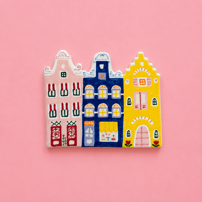 Handmade Ceramic Wall Art - Dutch Canal Houses Amsterdam