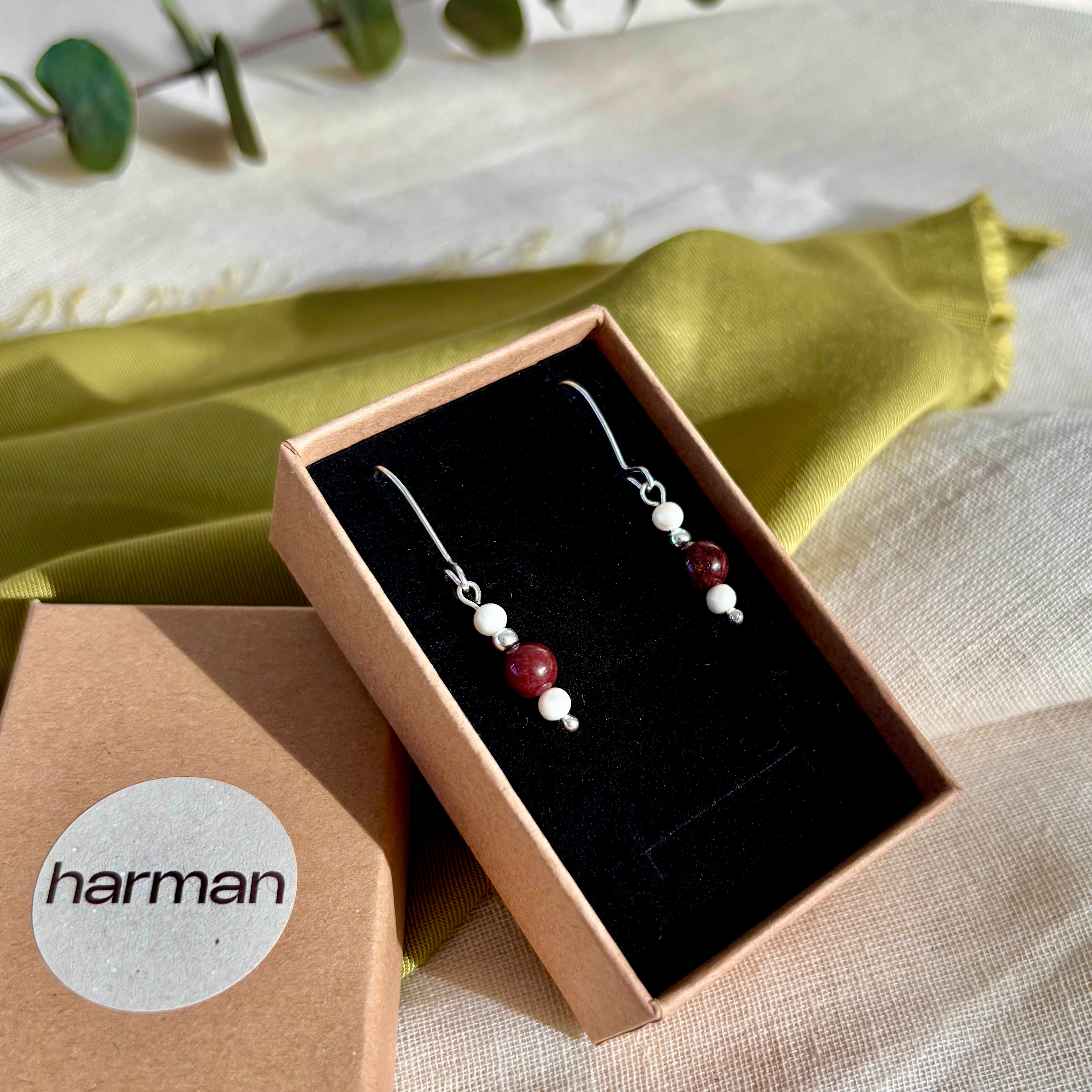 Sterling Silver Earrings with Pearl & Aqeeq - N07