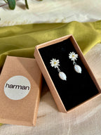 Sterling Silver Daisy Stud Earrings with Pearl - N12