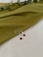 Oorbellen van sterling zilver met vierkante stenen - N11