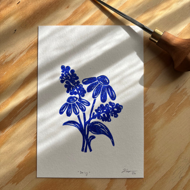 Linocut Print - Wildflowers