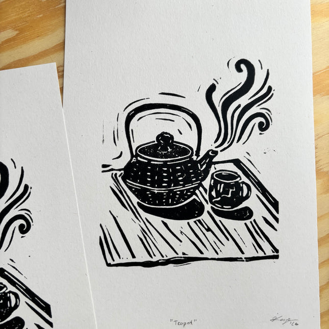 Linocut Print - Teapot